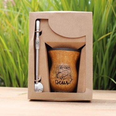 Kit com Cuia e Bomba para Chimarrão Personalizadas em Água Boa