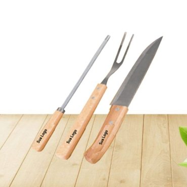 Garfo, Faca e Afiador para Churrasco Personalizados em Água Boa
