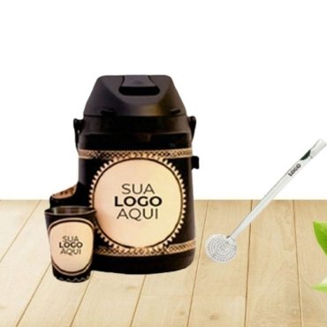 Kit com Cuia, Garrafa Térmica e Bomba para Tererê Personalizados em Água Boa