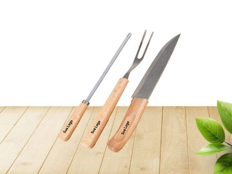 Garfo, Faca e Afiador para Churrasco Personalizados em Bagé